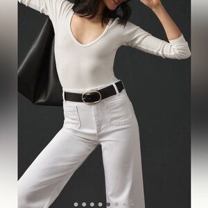 Pilcro Wide-Leg Crop White Denim